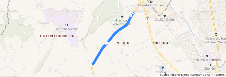 Mapa del recorrido Bus 86: RCampus Sursse -> Sursee, Kant. Spital de la línea  en Lucerna.