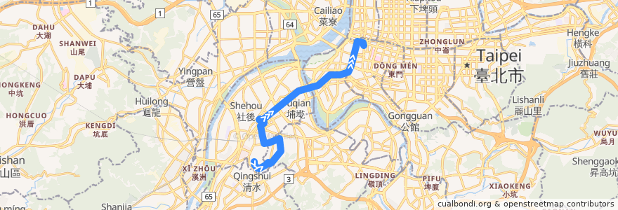 Mapa del recorrido 新北市 667 板橋-西門(往程) de la línea  en Nouveau Taipei.