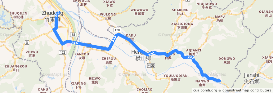 Mapa del recorrido 新竹縣快捷公車6號(內灣→竹東火車站) de la línea  en 新竹縣.