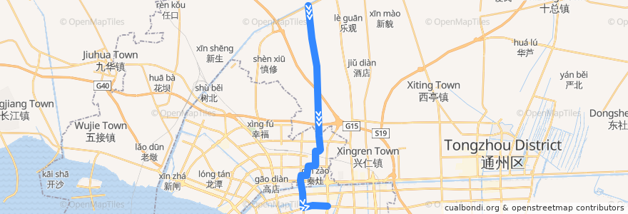 Mapa del recorrido 606路: 江海河 => 校西公交停车场 de la línea  en Nantong.
