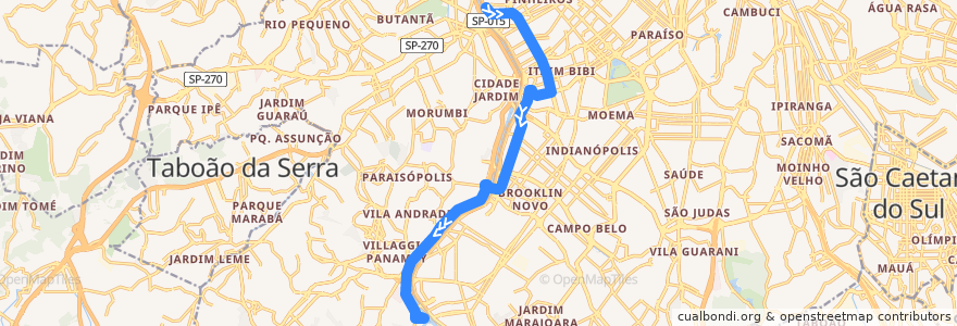 Mapa del recorrido 709P-10 Estação Santo Amaro / Guido Caloi de la línea  en 聖保羅.