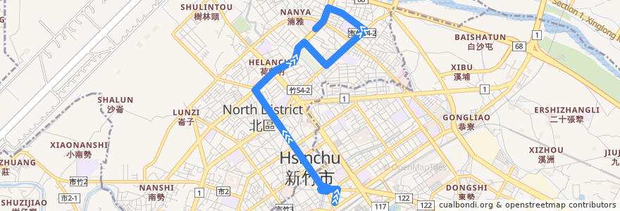 Mapa del recorrido 27 火車站→荷蘭村 de la línea  en 新竹市.