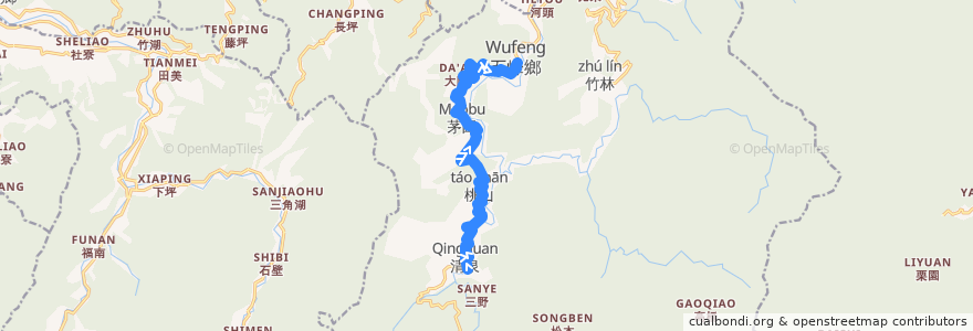 Mapa del recorrido 5629 五峰→清泉 de la línea  en Wufeng.