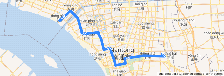 Mapa del recorrido 78路: 农批市场(内) => 通沙汽渡 de la línea  en Chongchuan.