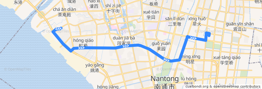Mapa del recorrido 89路: 任港西路 => 东站公交回车场 de la línea  en Чунчуань.