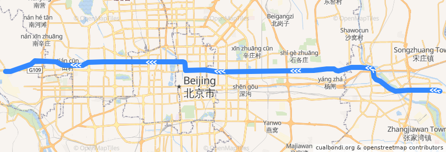 Mapa del recorrido Subway 6: 潞城 => 金安桥 de la línea  en 베이징시.