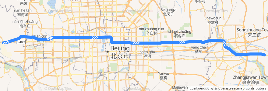 Mapa del recorrido Subway 6: 金安桥 => 潞城 de la línea  en Pekin.
