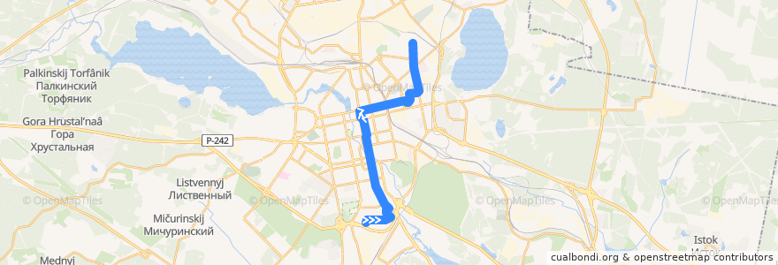 Mapa del recorrido Автобус 030. Ботаническая - Фабрика "Авангард" de la línea  en Yekaterinburg Municipality.