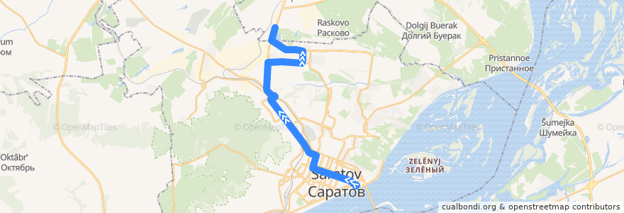 Mapa del recorrido Автобус № 11: Музейная площадь → ТЦ «Хэппи Молл» de la línea  en городской округ Саратов.