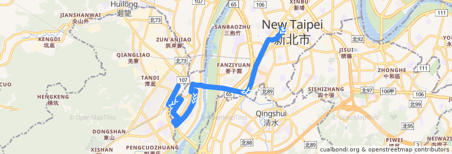 Mapa del recorrido 新北市 F501 樹林-板橋 (返程) de la línea  en 신베이 시.