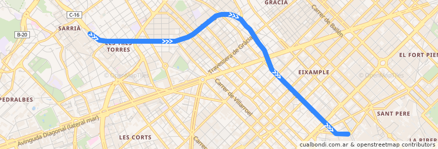 Mapa del recorrido L6: Sarrià - Pl. Catalunya de la línea  en 巴塞罗那.