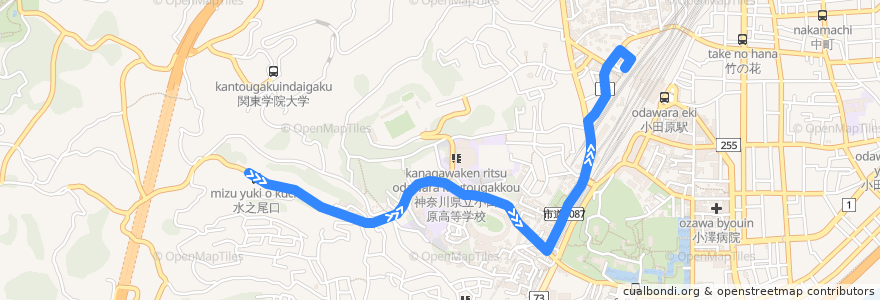 Mapa del recorrido 箱根登山バス　箱69系統 de la línea  en 小田原市.