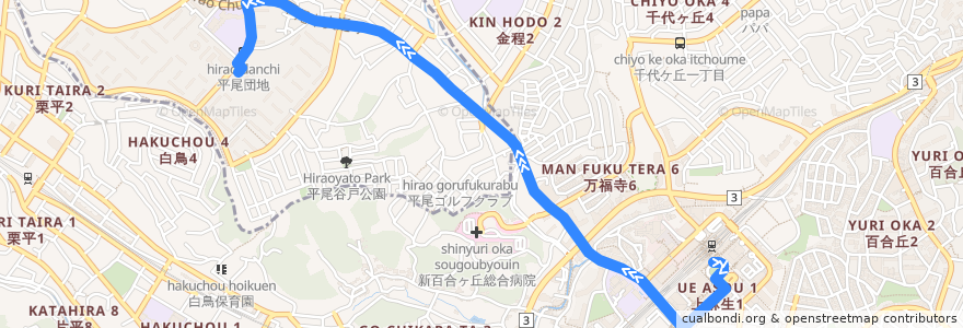 Mapa del recorrido 平尾線　新百合ヶ丘駅⇒平尾団地 de la línea  en Japan.