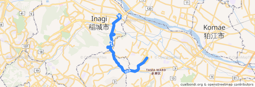 Mapa del recorrido ランド線 de la línea  en Giappone.