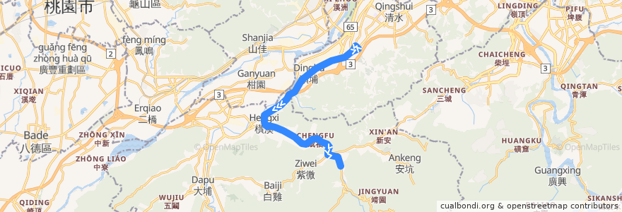 Mapa del recorrido 新北市 藍45 捷運永寧站-成福 (返程) de la línea  en 新北市.