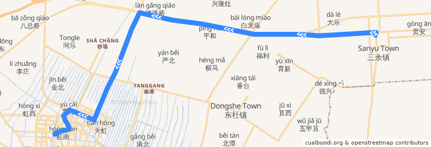 Mapa del recorrido 232路: 三余公交回车场 => 通州客运站 de la línea  en 通州区.