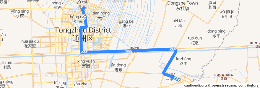 Mapa del recorrido 222路: 二甲客运站 => 通州北站 de la línea  en 通州区.