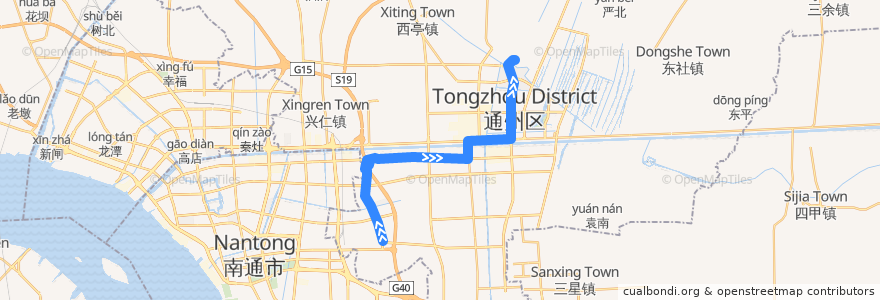Mapa del recorrido 275路: 周圩新村 => 通州北站 de la línea  en 通州区.