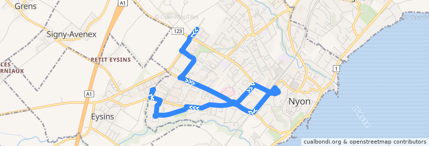 Mapa del recorrido Bus 802: Nyon, Petite Prairie => Terre-Bonne de la línea  en округ Ньон.