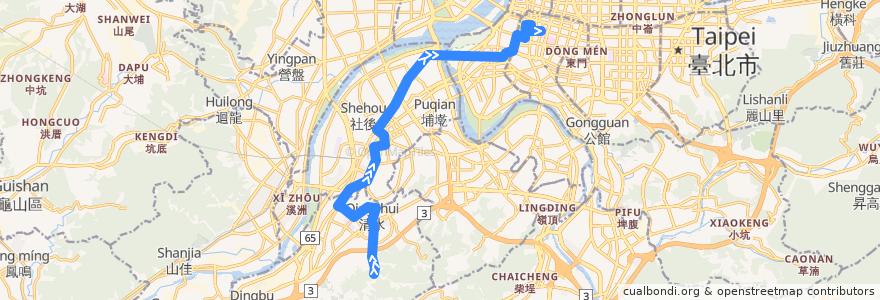 Mapa del recorrido 新北市 656 德霖技術學院-捷運台大醫院 (往程) de la línea  en 新北市.