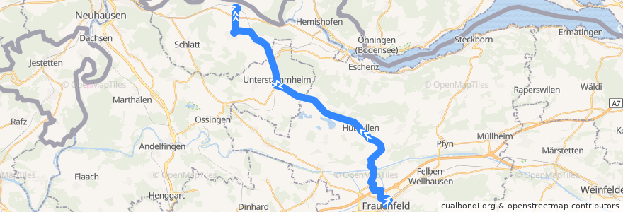Mapa del recorrido Bus 823: Frauenfeld, Bahnhof => Diessenhofen, Bahnhof de la línea  en سويسرا.