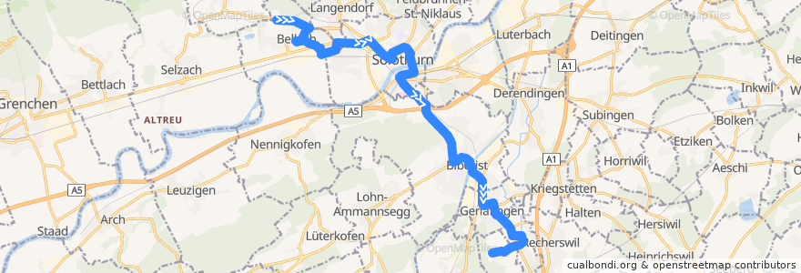 Mapa del recorrido Bus 2: Bellach => Zielebach de la línea  en Solothurn.