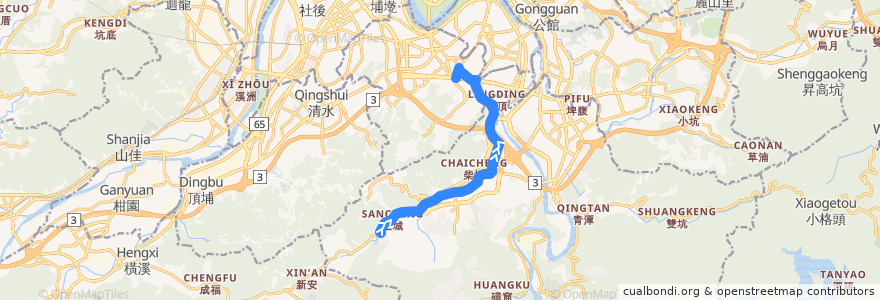 Mapa del recorrido 新北市 橘1 錦鏽-捷運景安站 (往程) de la línea  en 新北市.