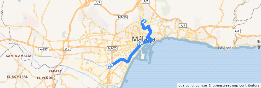 Mapa del recorrido Línea 1 de la línea  en Málaga.