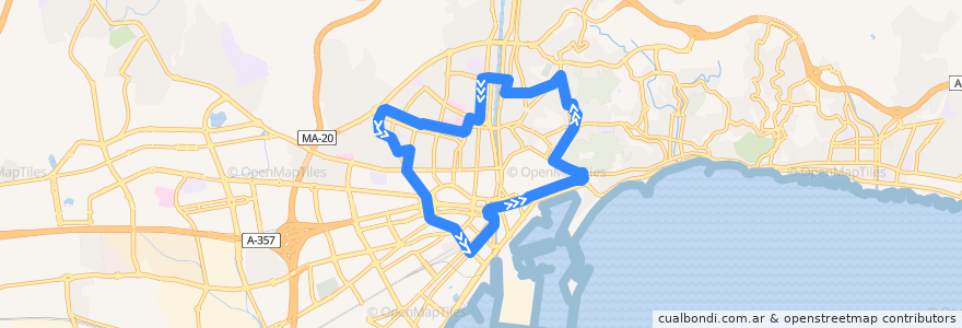 Mapa del recorrido Línea C2 de la línea  en Málaga.