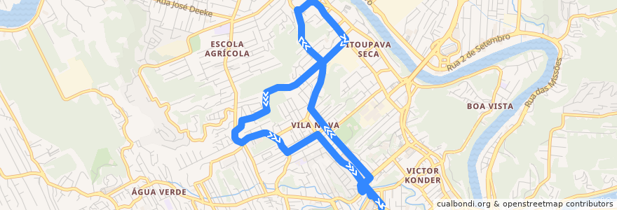 Mapa del recorrido Vila Nova (Circular) de la línea  en 布盧梅瑙.