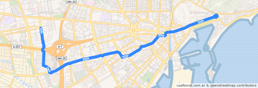 Mapa del recorrido Línea 4 de la línea  en مالقة.