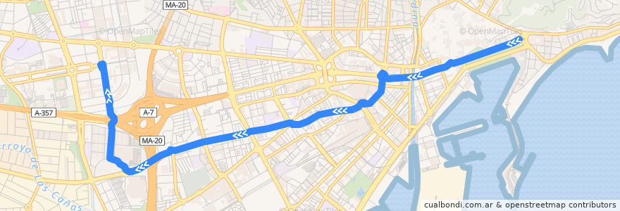 Mapa del recorrido Línea 4 de la línea  en مالقة.