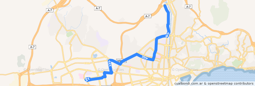 Mapa del recorrido Línea 18 de la línea  en Málaga.