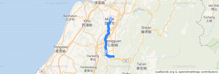Mapa del recorrido 5660 苗栗→福基(經石圍牆) de la línea  en 苗栗県.