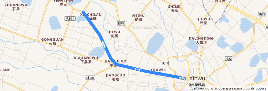Mapa del recorrido 5028 新屋－下北湖 de la línea  en Distretto di Xinwu.