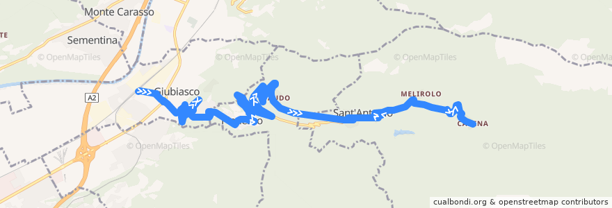 Mapa del recorrido Bus 212: Giubiasco - Carena de la línea  en Circolo di Bellinzona.