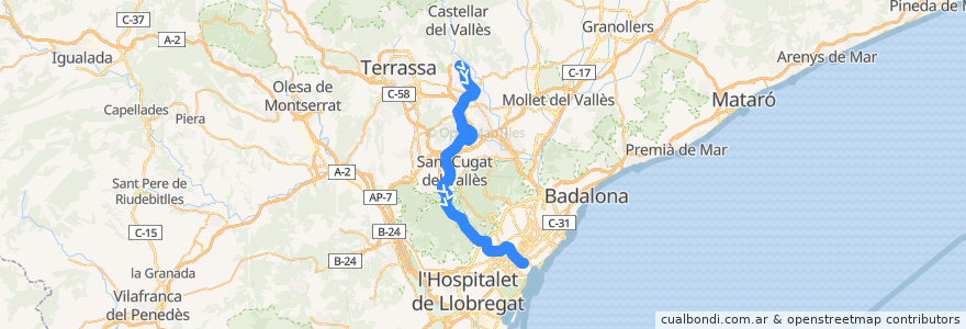 Mapa del recorrido S2: Sabadell - Barcelona de la línea  en Барселона.