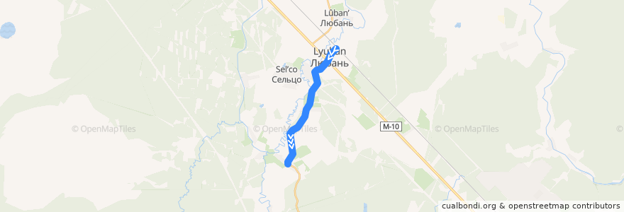 Mapa del recorrido Автобус № 322А: Любань => Коркино de la línea  en Любанское городское поселение.