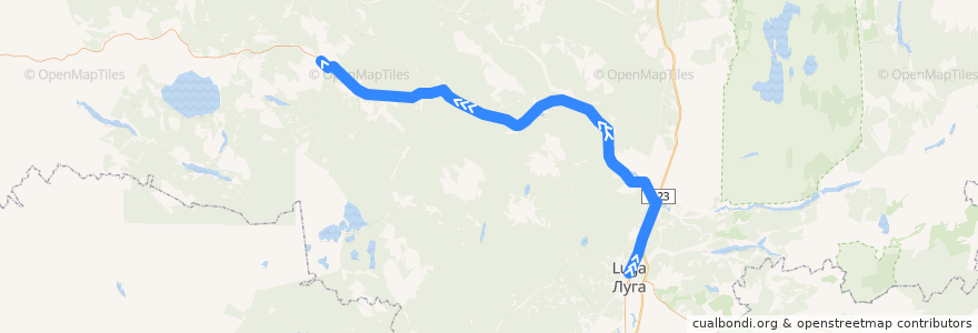 Mapa del recorrido Автобус № 110Б: Осьмино => Луга de la línea  en Luzhsky District.