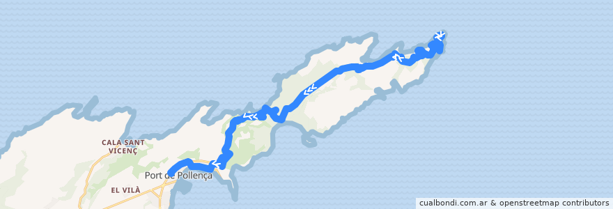 Mapa del recorrido Bus 353: Port de Pollença → Formentor de la línea  en 巴利阿里群岛.