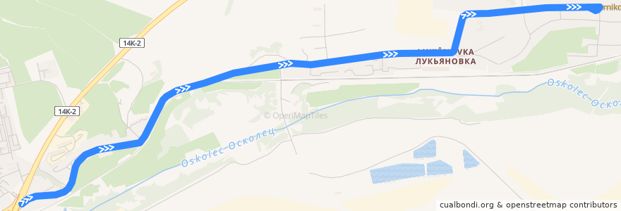 Mapa del recorrido Лукьяновка de la línea  en Gubkinsky Urban Okrug.