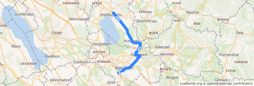 Mapa del recorrido Bus 859: Wetzikon ZH, Bahnhof => Pfäffikon ZH, Bahnhof de la línea  en Zurigo.