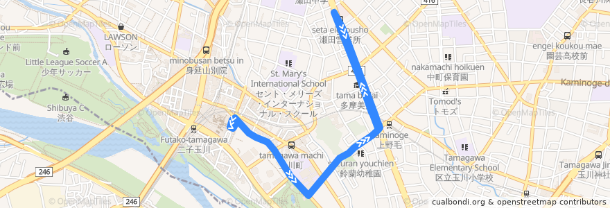 Mapa del recorrido 遊園地線 de la línea  en 世田谷區.