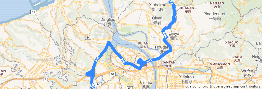 Mapa del recorrido 臺北市 508 泰山公有市場-大同之家 (往程) de la línea  en 新北市.