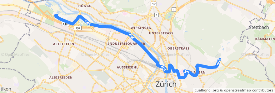 Mapa del recorrido Tram 6: Zoo → Werdhölzli de la línea  en Zürich.
