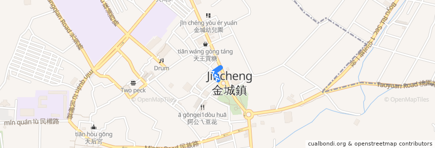 Mapa del recorrido 金門縣公車紅1路 金城站—山外站 de la línea  en 金城鎮.