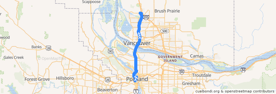 Mapa del recorrido Bus 134: Portland => Salmon Creek Park & Ride de la línea  en 미국.