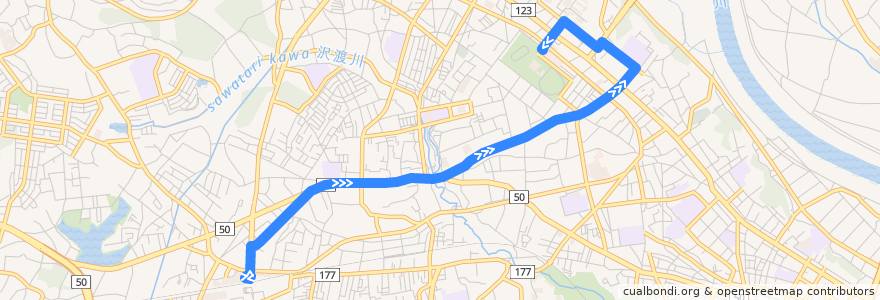 Mapa del recorrido 茨城交通バス19系統 赤塚駅⇒曙町・茨大正門⇒茨大前営業所 de la línea  en 水戸市.