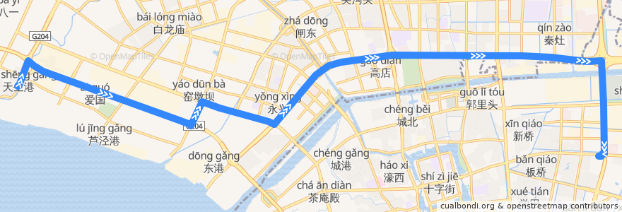 Mapa del recorrido 73路: 天生港 => 校西公交停车场 de la línea  en 崇川区.