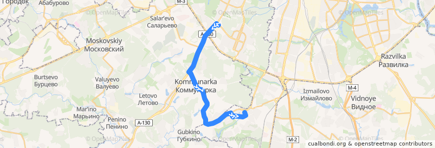 Mapa del recorrido Автобус 895: станция метро "Теплый Стан"- 2-й мкр. Южного Бутова de la línea  en Москва.